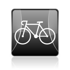 bicycle black square web glossy icon