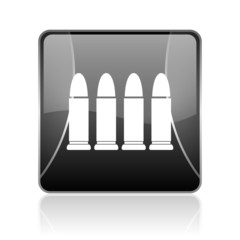 ammunition black square web glossy icon