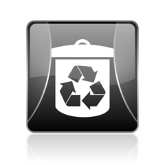 recycle black square web glossy icon