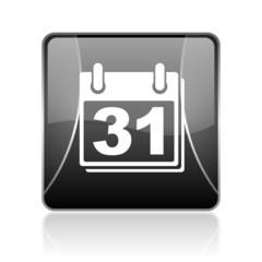 calendar black square web glossy icon