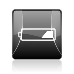 battery black square web glossy icon