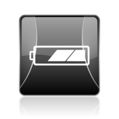battery black square web glossy icon