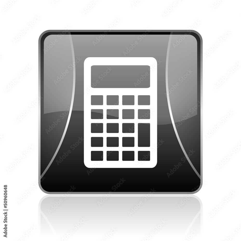 Poster calculator black square web glossy icon