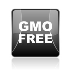 gmo free black square web glossy icon