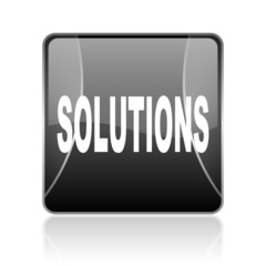 solutions black square web glossy icon