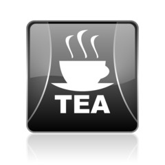 tea black square web glossy icon