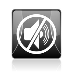 mute black square web glossy icon