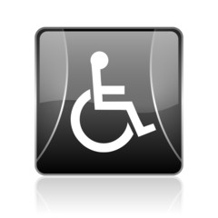 accessibility black square web glossy icon