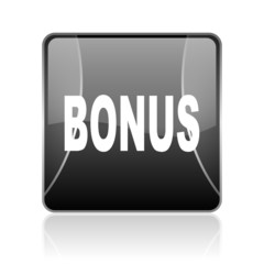 bonus black square web glossy icon