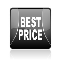 best price black square web glossy icon