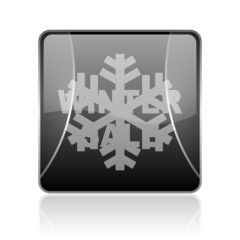 winter sale black square web glossy icon