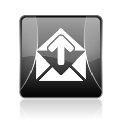 mail black square web glossy icon