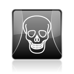 skull black square web glossy icon