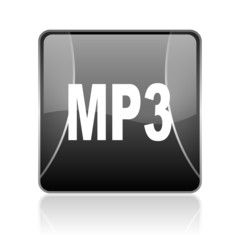 mp3 black square web glossy icon