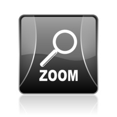 zoom black square web glossy icon