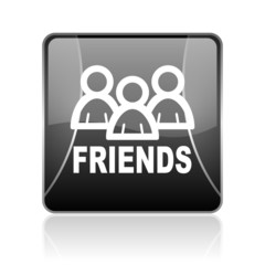 friends black square web glossy icon