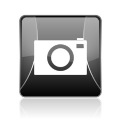 camera black square web glossy icon