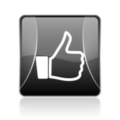 thumb up black square web glossy icon