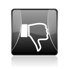 thumb down black square web glossy icon