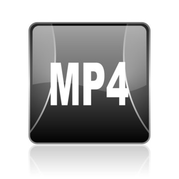 mp4 black square web glossy icon