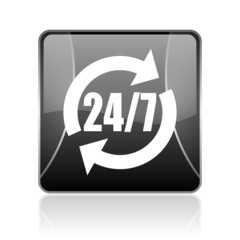 24/7 service black square web glossy icon