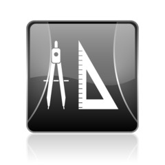 e-learning black square web glossy icon