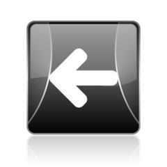 arrow left black square web glossy icon