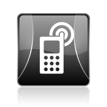 cellphone black square web glossy icon