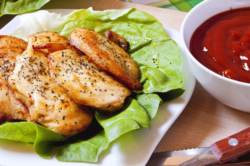 Baked chicken breast with sauce