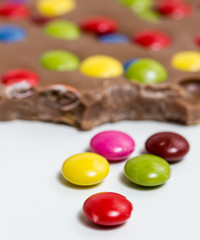 chocolate bar with colorful candys