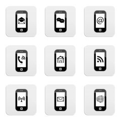 Mobile or cell phone, smartphone, contact icons set.