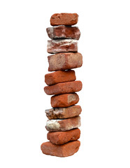 Stack Of Grungy Red Bricks With Clipping Path