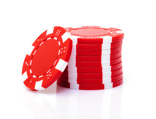 Small Stack of Red Poker Chips