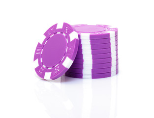 Small Stack of Purple Poker Chips