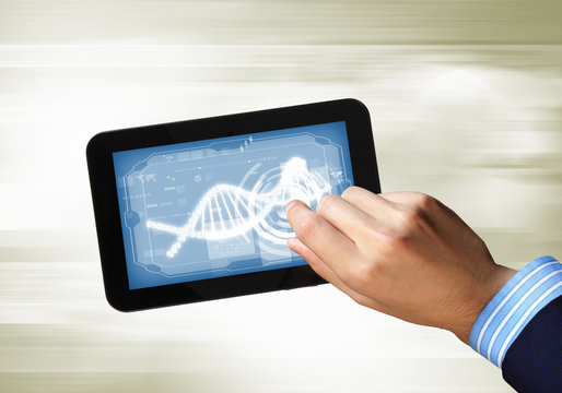 Dna strand On The Tablet Screen