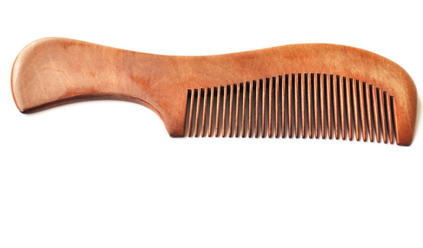 Wood Comb On White