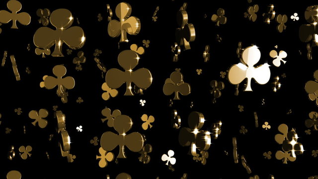 Looping Silver and Gold Clubs Card Symbols Falling
