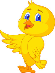 Cute bird cartoon waving