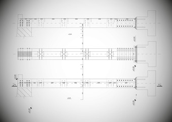 Vector drawing of details of a wooden column on grey. AI CS.