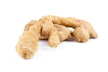 Root ginger isolated on a white studio background.