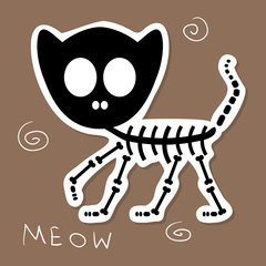 Illustration of a funny cat skeleton