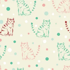 Selbstklebende Fototapeten Nettes lustiges nahtloses Muster mit Katzen © tets