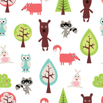Fototapeta Cute animals seamless pattern