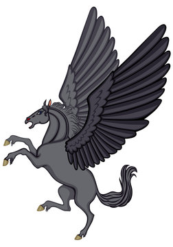 Cartoon black Pegasus