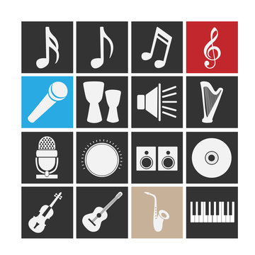Set of icons on a theme music.