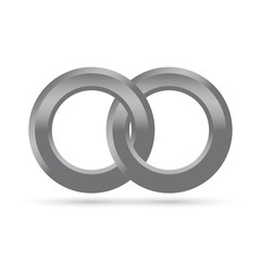 Logo, Icon 3D - two glossy grey interlocking rings