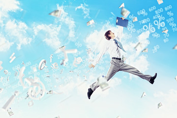 Fototapeta premium Image of jumping businessman