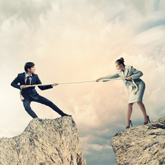 People pull the rope.