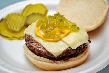 Cheese Burger with Condiments