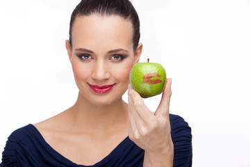 BEAUTIFUL Woman with green apple